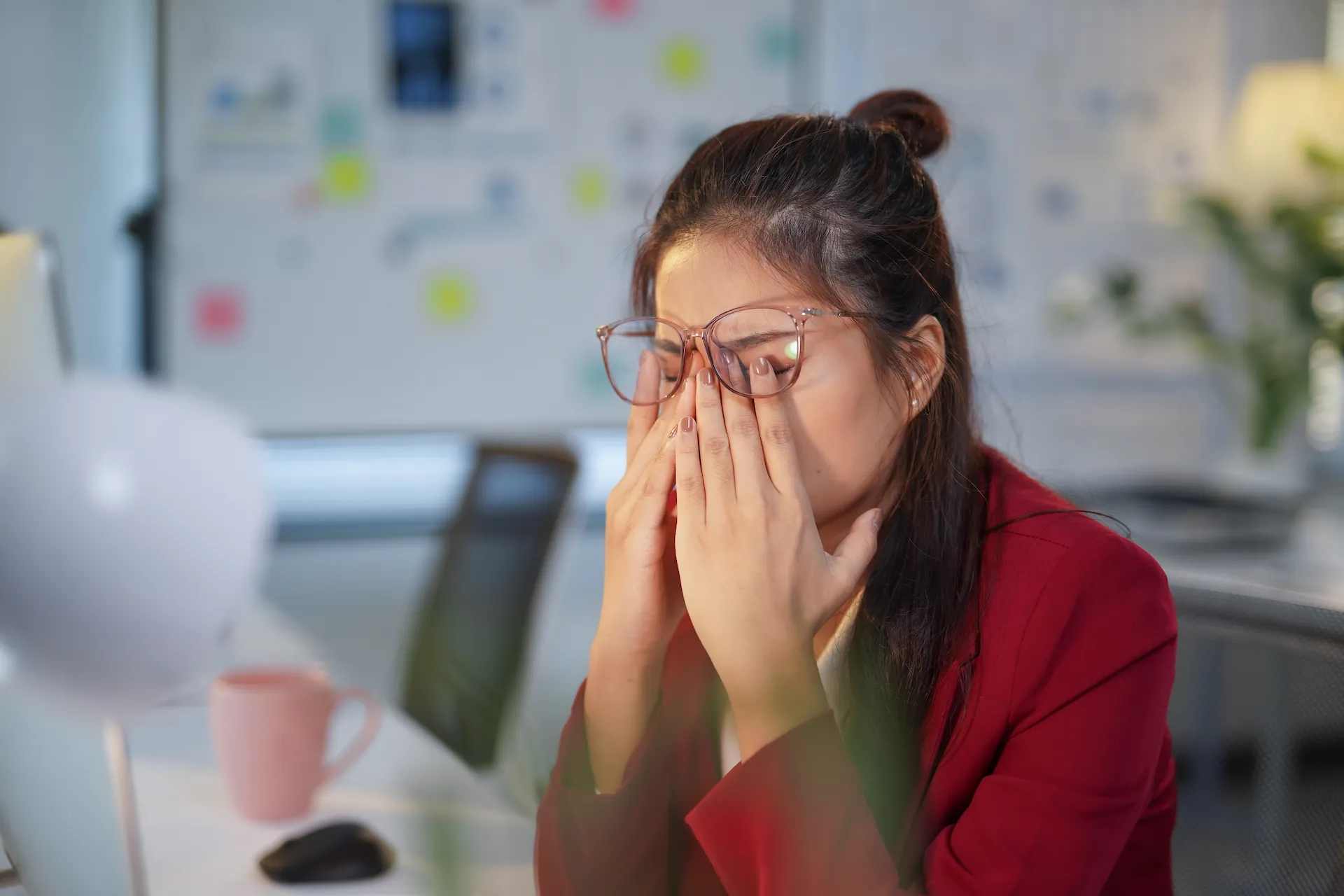 Woman experiencing symptoms of retinal tear